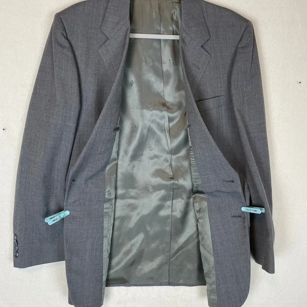Daks London New York Mens Gray Pinstripe Blazer Sport Coat USA‎ Tailored 44R